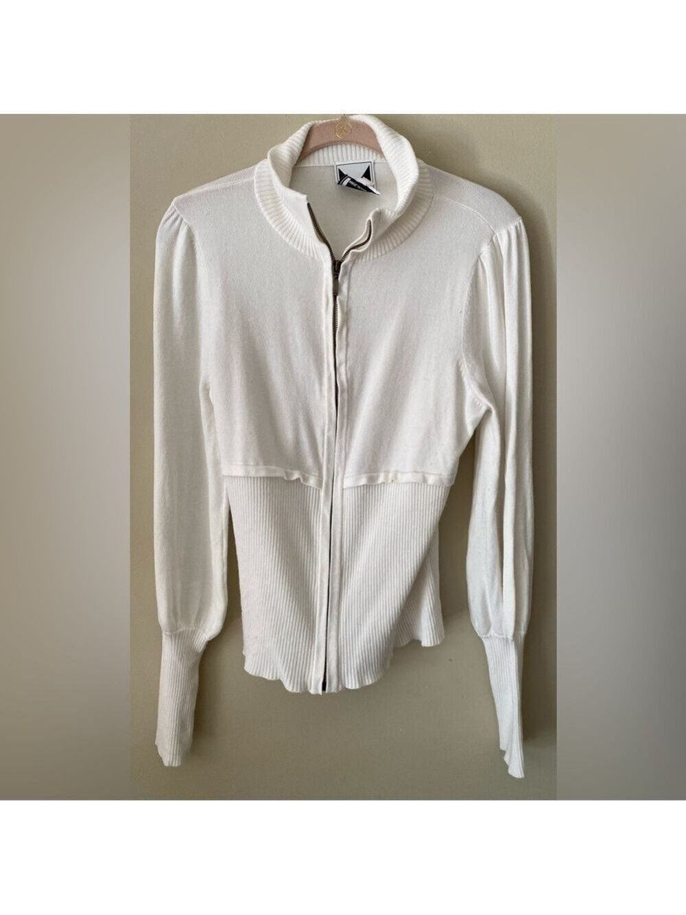 Marc Bouwer Elegant White Knit Cardigan M